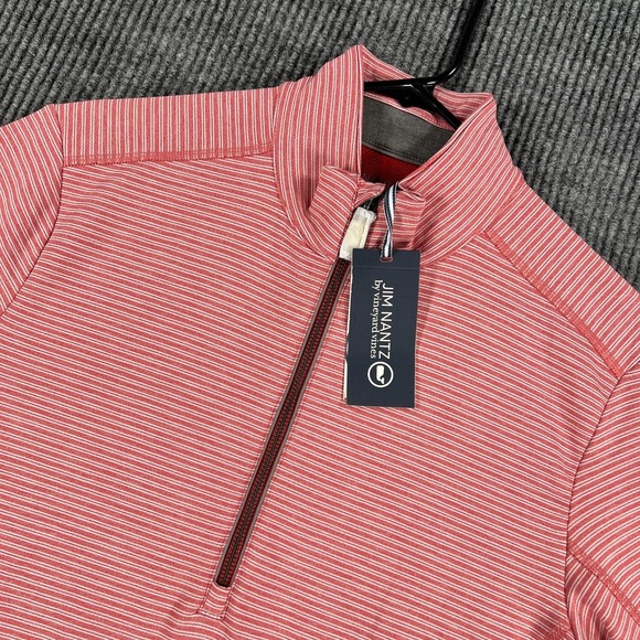 Vineyard Vines Other - Vineyard‎ Vines Jim Nantz Pullover Sweatshirt Mens Small Red Striped 1/4 Zip New